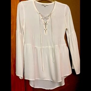 Daniel Rainn Peasant BoHo Drawstring Flare Blouse